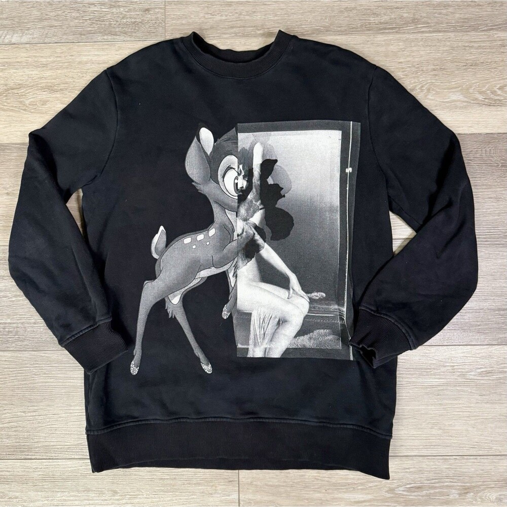GIVENCHY DISNEY Monochrome Bambi Limited Edition Urban Chic Lux Black Sweatshirt